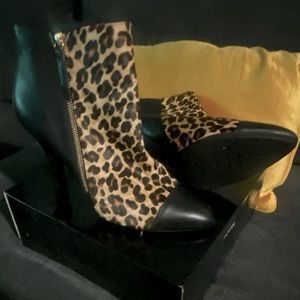 Black/leopard booties,gently used